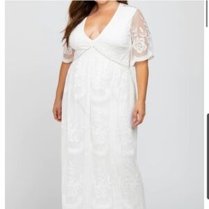 Pink Blush White Lace Maternity dress